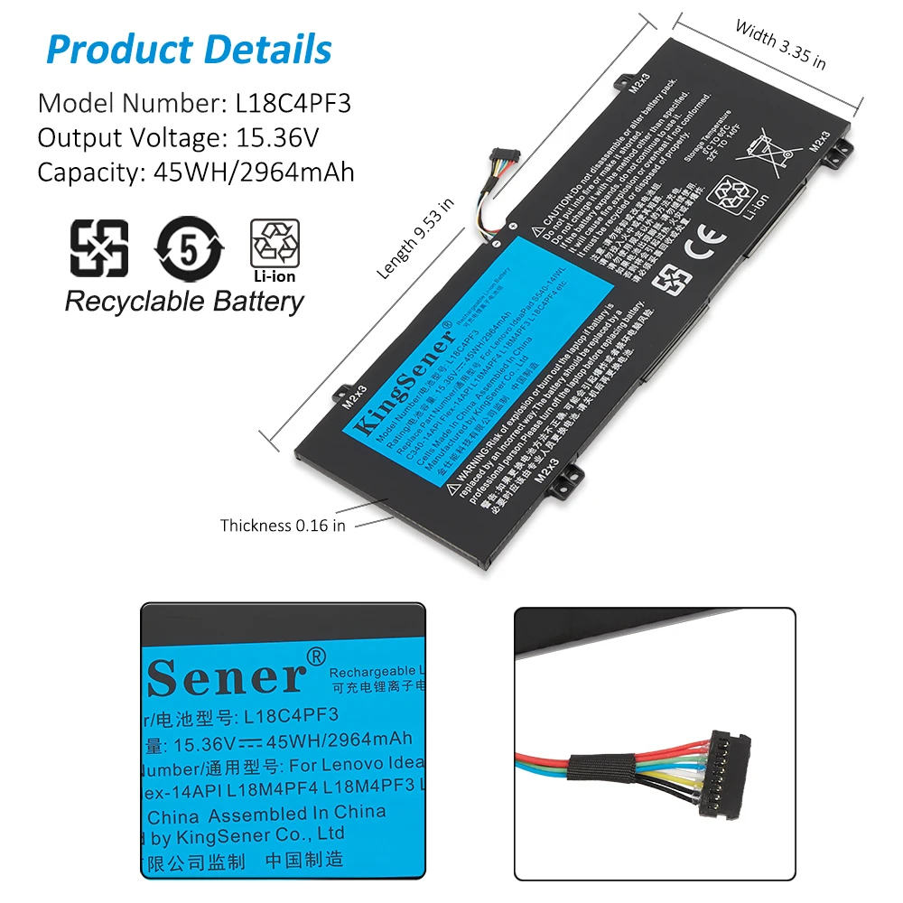 Kingsener L18m4pf4 L18m4pf3 L18c4pf3 L18c4pf4 Bateria para Lenovo Ideapad C34014api 14iwl S540-14api Iml Flex-14api 11.36v 45wh - Imagem 5