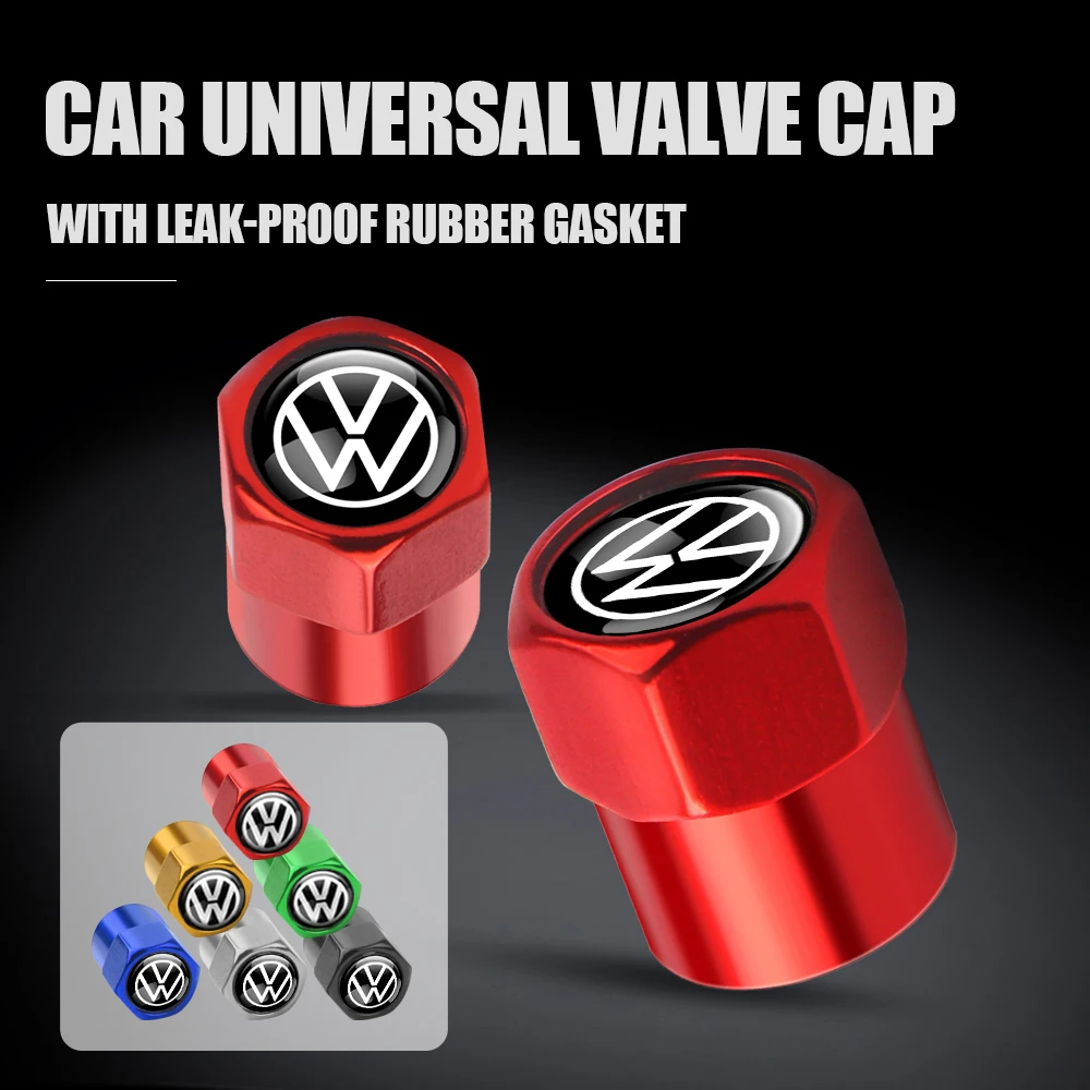 Tire valve caps 4Pcs metal car wheel valve caps Volkwagen Touran TSI TDI Beetle Scirocco Bora MK4 MK6 MK5 MK7 GTI Touareg Polo Tiguan Jetta
