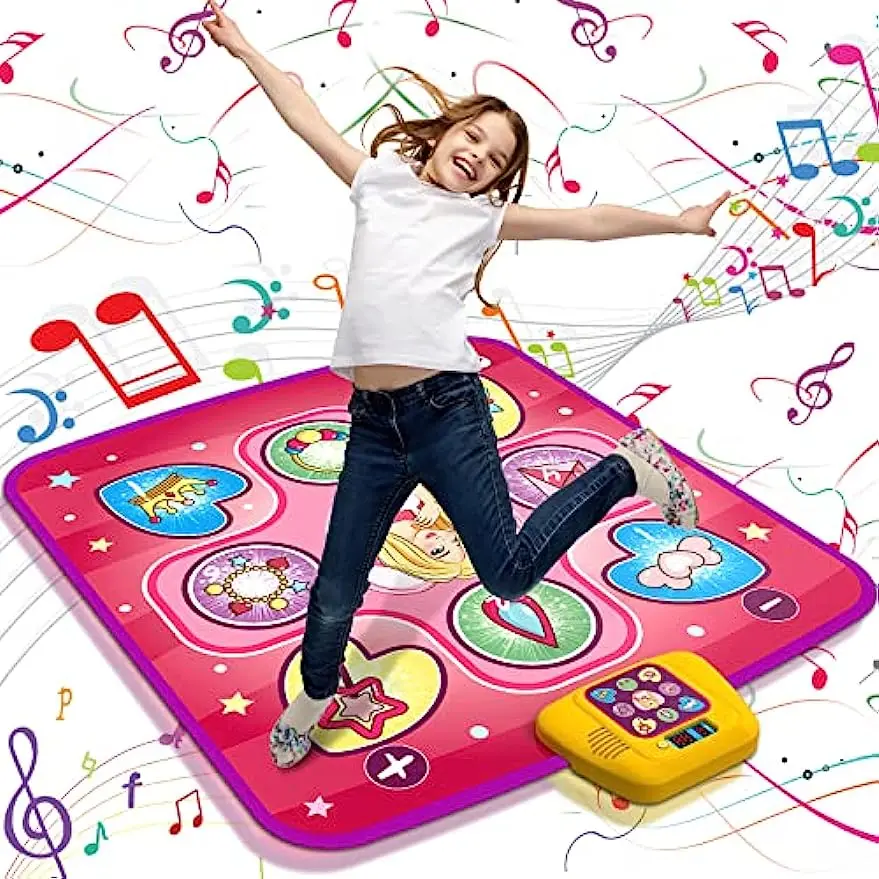 Dance Mat Toys for 3-10 Year Old Girls 5 Game Modes Including 3 Challenge Levels Adjustable Volume Dance Pad with LED Lights