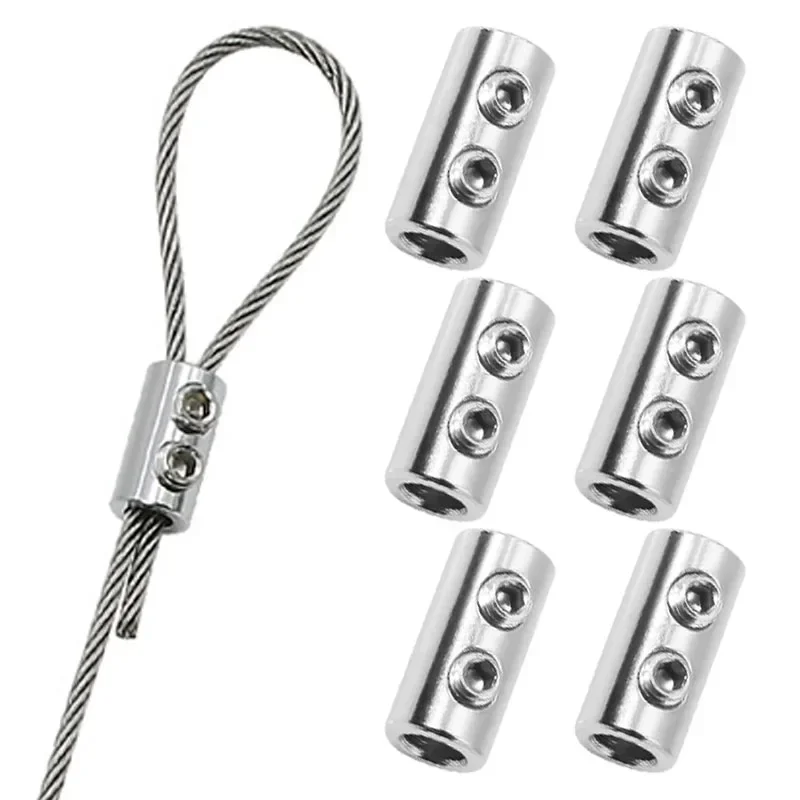 6Pcs Adjustable Telescopic Fix Clip Hardware Fastening Accessories Steel Wire Rope Buckle Clamp Double Hole Thread Locker 1 6Pcs Adjustable Telescopic Fix Clip Hardware Fastening Accessories Steel Wire Rope Buckle Clamp Double Hole Thread Locker 1