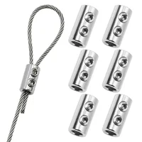 6Pcs Adjustable Telescopic Fix Clip Hardware Fastening Accessories Steel Wire Rope Buckle Clamp Double Hole Thread Locker 1