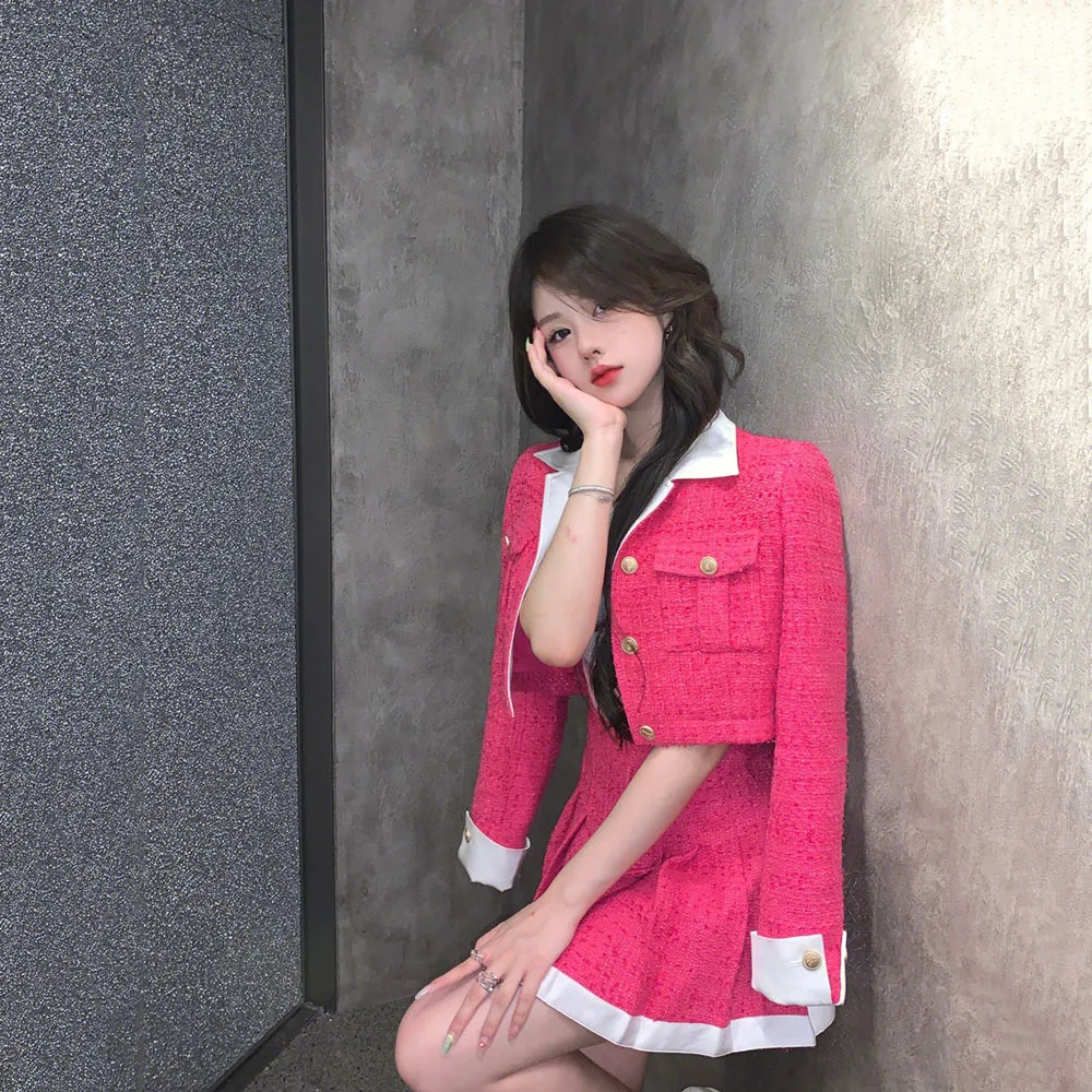 Jupe Tailleur Petite Fille Ensemble Veste Courte Mini Jupe Plissée