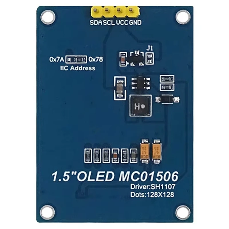 1.5 Inch 4PIN OLED Module Display Screen SH1107 Drive IC 128X128 IIC I2C Interface For 51 STM32 P22101 P22102