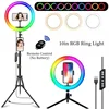 RGB Ring Light Lamp Round Remote Control For Smartphone Mobile Led Video Light Ring For Makeup Youtube Photographic Lighting