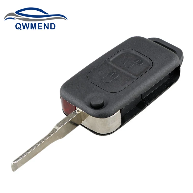 QWMEND for Mercedes Key Shell 2 Buttons Remote Flip Car Key Shell For Mercedes Benz SLK E113 A C E S W168 W202 W203 HU64 Blade