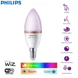 Philips Smart LED E14 Candle Light Bulb - Wi - Fi & Bluetooth Enabled, 16 Million Colors, Frosted, Dimmable, CRI90 - 4 Pack (Full Color)