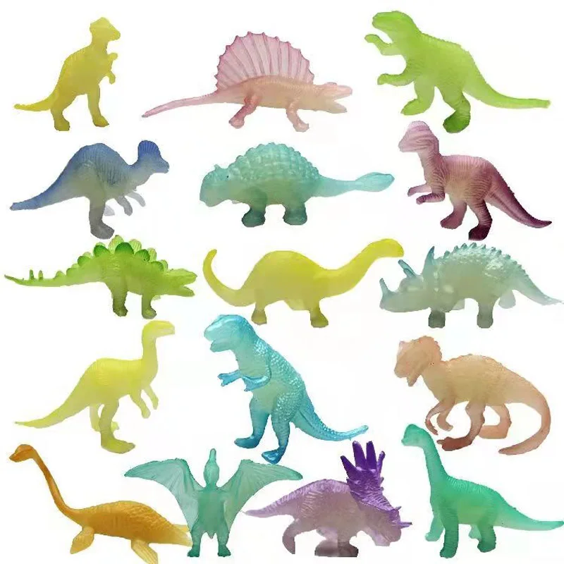 Set Di 12 Mini Dinosauri Che Si Illuminano Al Buio – Giocattoli In PVC Da 6-8 Cm Per Bomboniere, Cestini Pasquali E Calze Di Natale - 3