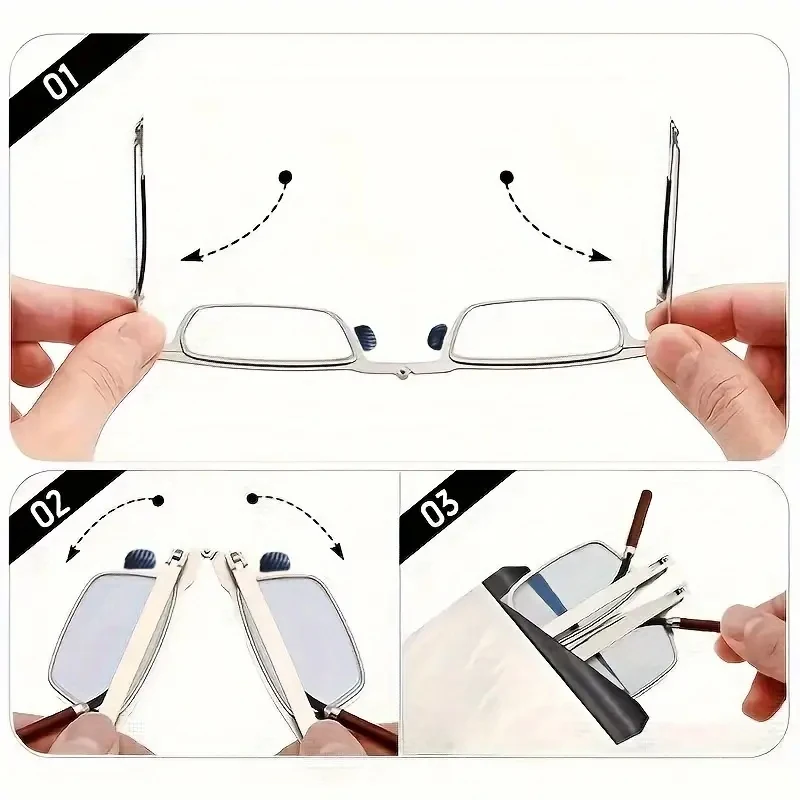 Reading Glasses Ultra Thin Rosewood Folding Portable Ultra-light Finished Eyeglasses Compact With Glasses Case 1.0-4.0