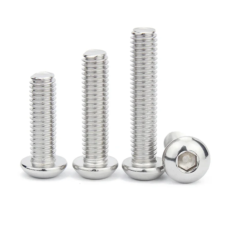 304 Stainless Steel Round Head Socket Head Cap Screws Half Round Cup Bolts M2 M2.5 M3 M4 M5 M6 M8 M10 M12