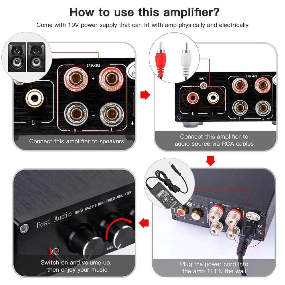 summing amplifier [Old Version] TB10A 2Ch Stereo Audio Amplifier Mini Hi-Fi Class D Integrated Amp 100W x 2 With Bass and Treble Control surround sound amplifier