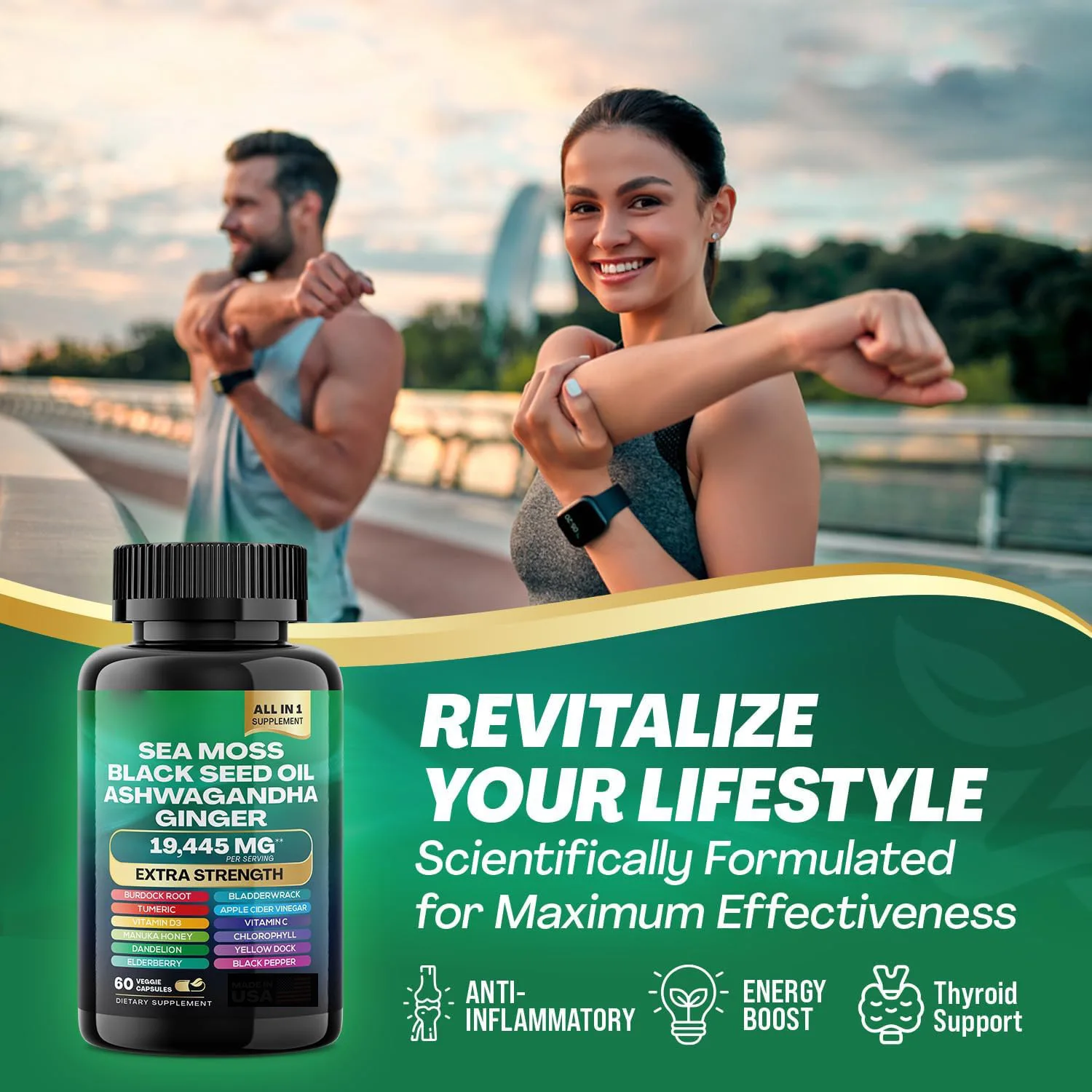 8 In 1 Organic SHILAJIT Ashwagandha Capsules All In 1 See Moss Capsules with Black Seed Oil Health Support