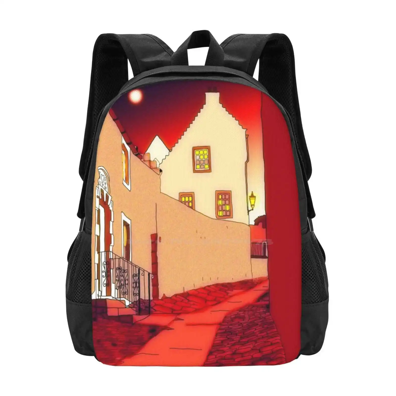 Dysart: Città Scozzese Disegno Digitale Vendita Calda Zaino Borse Moda Dysart Hie Andatura Architettura Edifici Luci Pietra Fife