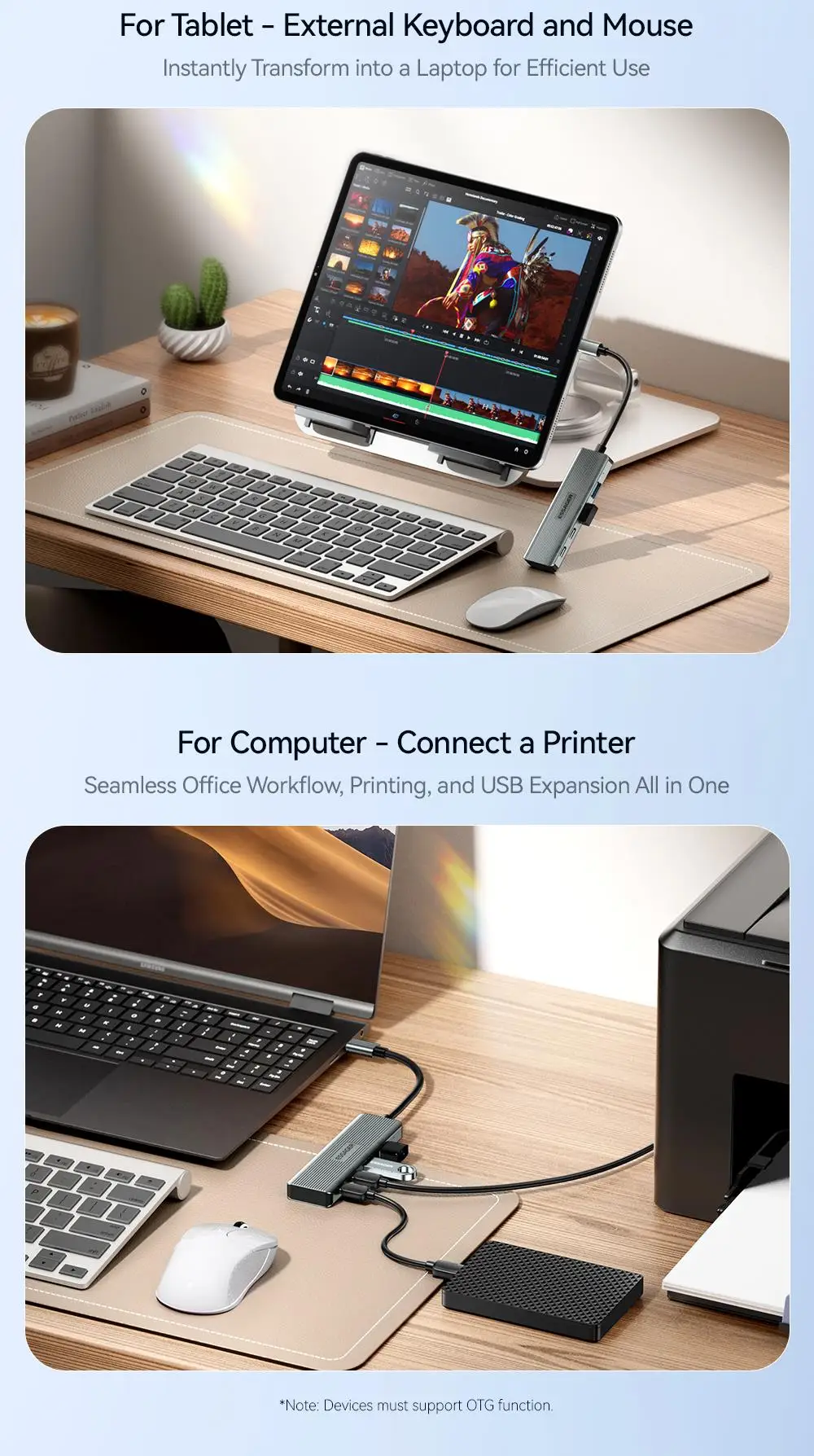 USB Hub Adapter 4 in 1 USB Type C to USB3.2 Gen2 Hub Splitter Adapter for MacBoo