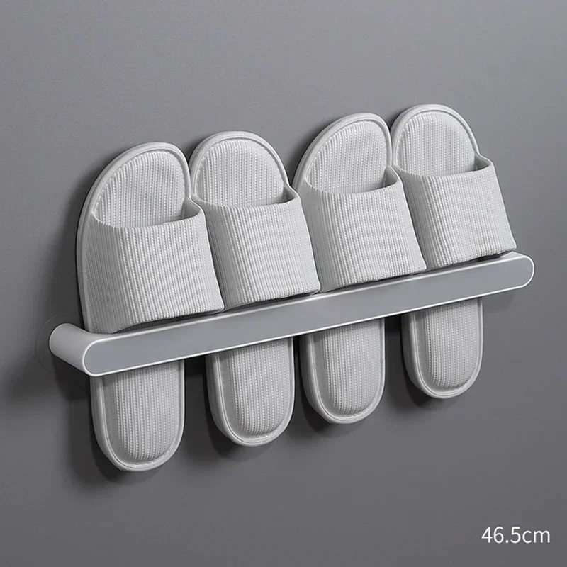 ECOCO Wall Mounted Slippers Rack Self-adhesive Towel Holder Rack Bathroom Towel Hanger Bar Shelf Roll Holder Organizer