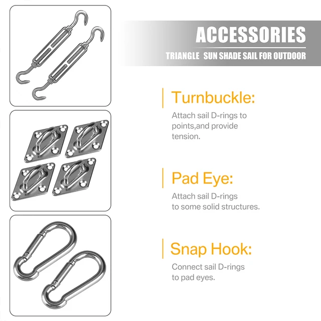 Shade Sail Hardware Kit 15 Méteres Kábelhuzal -Rozsdamentes Acél Napellenző Lombkorona Telepítő Készlet Turnbuckles Szemhorog A Kerthez - Image 2
