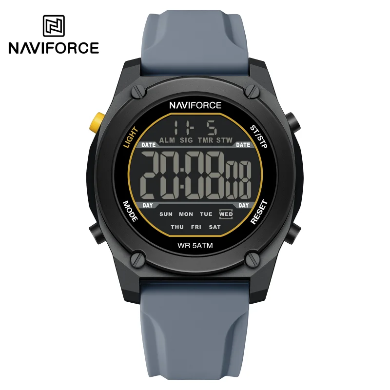 NAVIFORCE Sport Watch with Night Light & Calendar - Waterproof, Shockproof, Silicone Strap Men's Fashion Timepiece