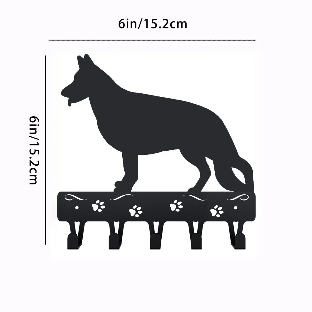 1pc German Shepherd Key Rack Dog Leash Hanger - 9 inch/ 6 inch Wide Metal Wall Art Wall hanging Towel Rack Coat Home Decor 2