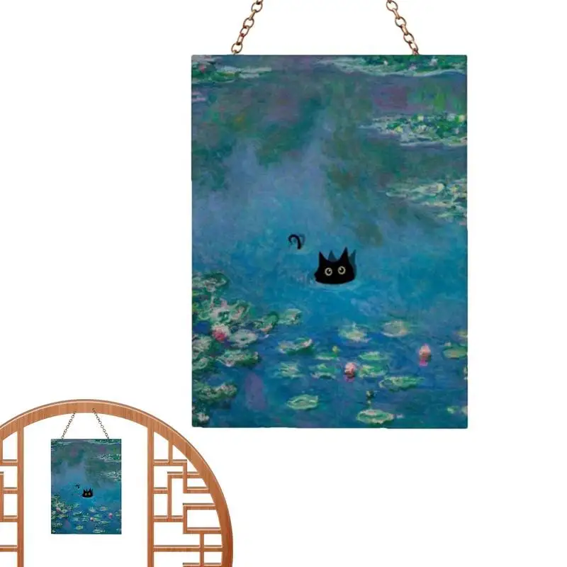 Cat Stained Glass Hang Suncatcher Sun Catcher Cat Decor Waterproof Portable Cat Animal Decorations Ornament For Home Room Car