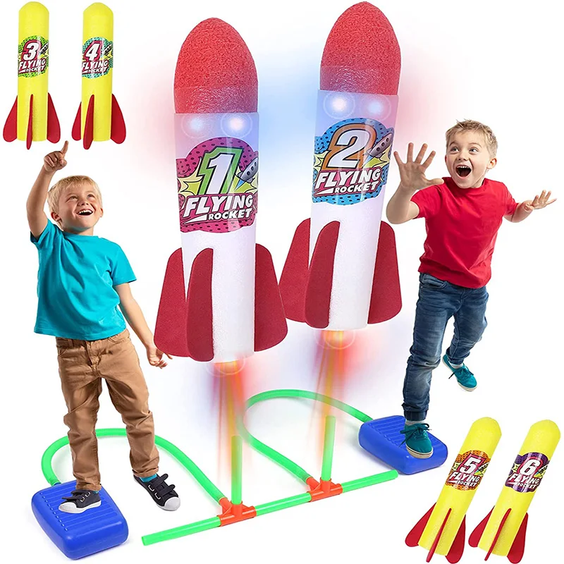 Kids Air Pressed Stomp Rocket Pedal Games Outdoor Sports Kids League Launchers Step Pump Skittles Children Foot Family Game Toy outdoor soccer game sport family game boy children plastic football goal sets net football for sports training kidindoor play