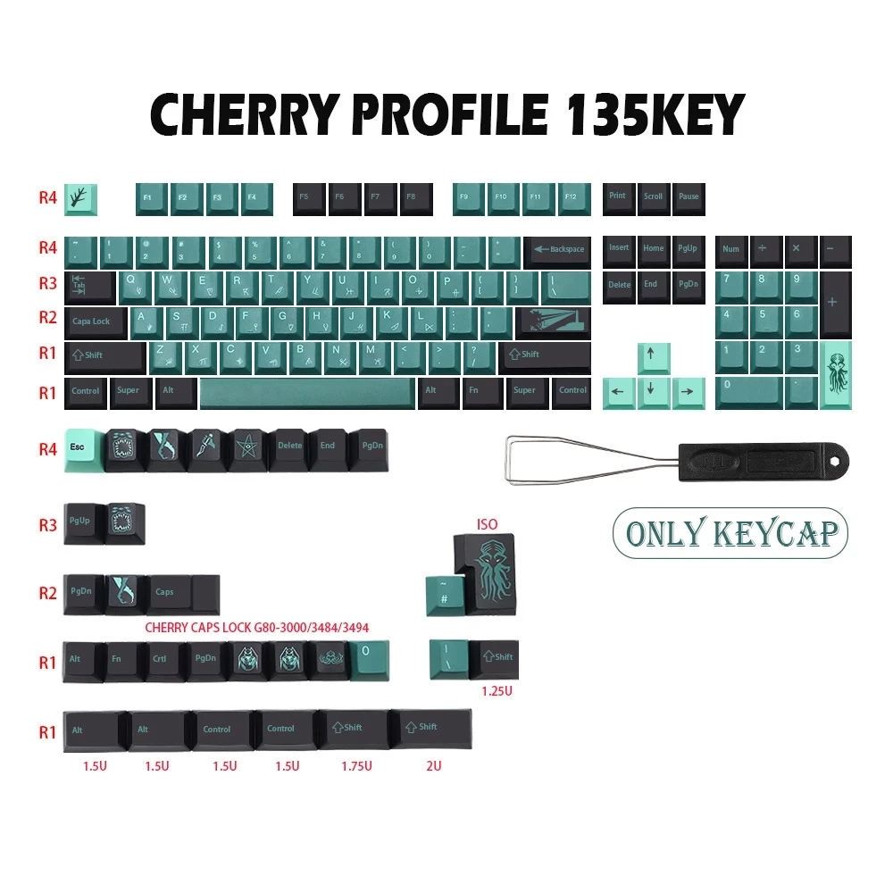 

135 Keys/set GMK Terror Below Keycaps PBT Dye Subbed Keycap For MX Switch FL980 Mechanical Keyboard Cherry Profile Key Caps
