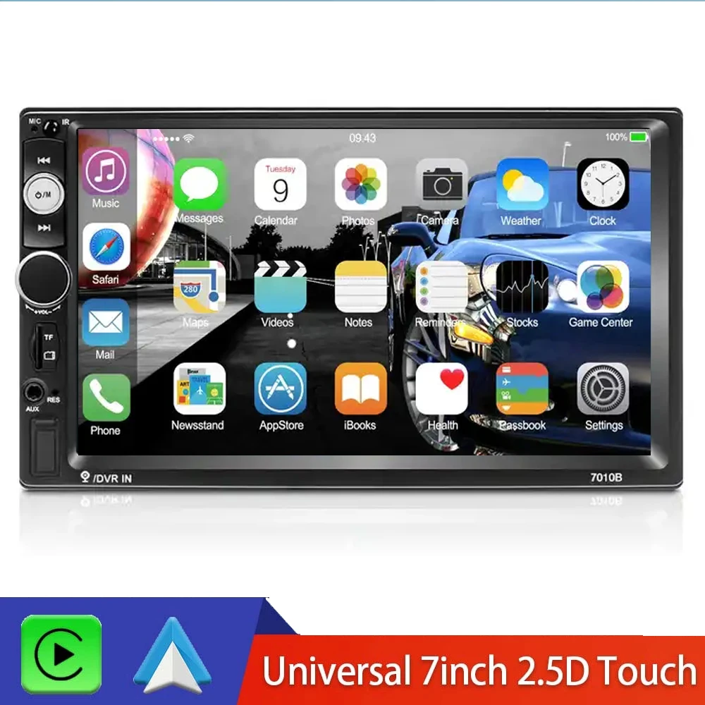 

2 Din Car Radio Bluetooth Carplay 7" Multimedia Player Touch Screen Stereo FM Audio Stereo MP5 Player SD USB Camera 12V