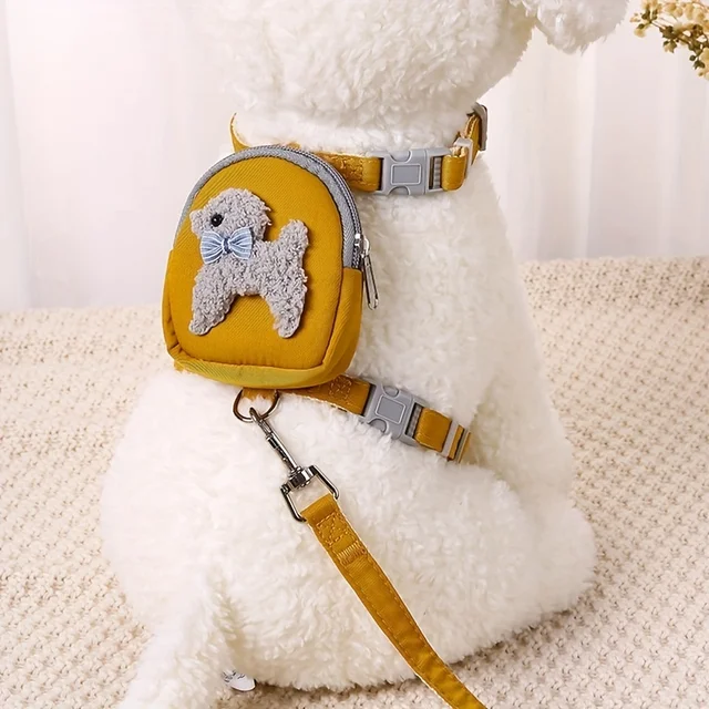 Adjustable Soft Pet Vest with Backpack and Leash for Small and Medium Dogs - Perfect for Outdoor Adventures and Carrying Treats Adjustable Soft Pet Vest with Backpack and Leash for Small and Medium Dogs - Perfect for Outdoor Adventures and Carrying Treats