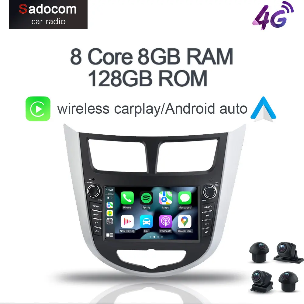 

DSP Android 12.0 128G 8G RAM Car DVD multimedia Player RDS autoradio GPS car radio For HYUNDAI Verna Accent Solaris 2011 - 2015