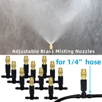 Système de refroidissement par brumisation extérieure, 5M-30M, arrosage de jardin, buses d'atomiseur en laiton de 1/4 pouces, tuyau de 4/7mm pour serre de Patio 3