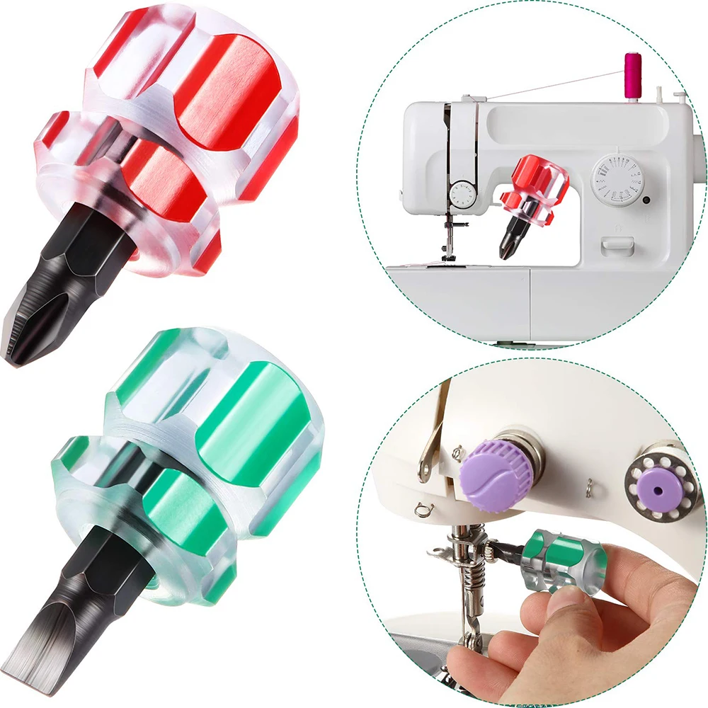 1/2 Pezzi Cacciavite Per Macchina Da Cucire Mini Kit Di Attrezzi Per Cacciavite Corto Cacciavite A Testa Piatta/Scanalato E Cacciavite A Croce