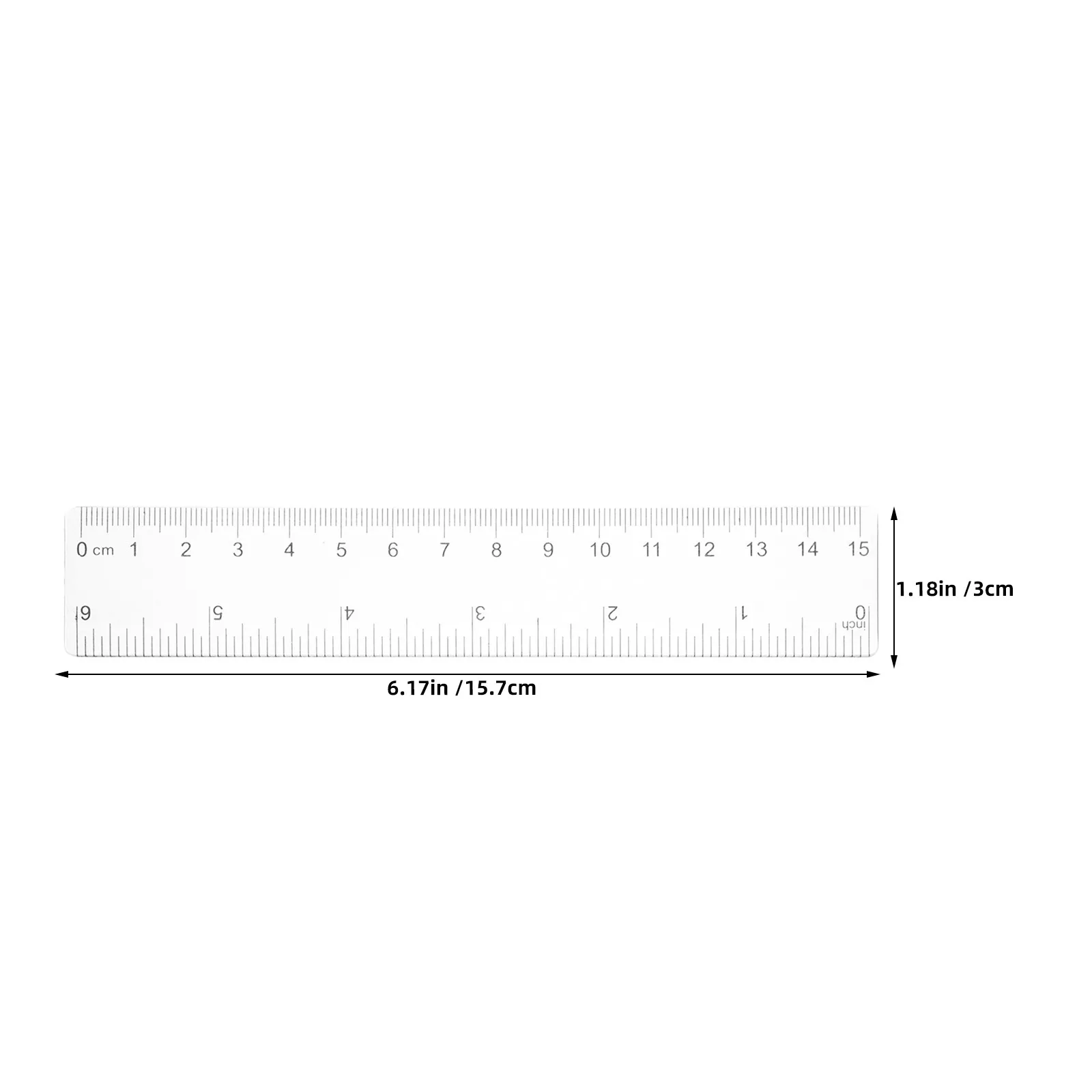 50Pcs 투명 플라스틱 자 투명 6 인치 15Cm 듀얼 스케일 정밀 측정 자 다목적 학교 교실 사무실