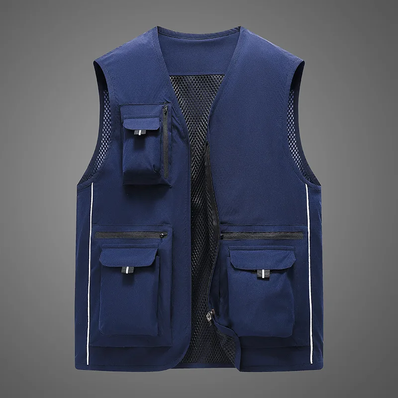 Vest Work Big Size Men's Clothes Hunting Multi-pocket Summer Man Cool Sleeveless Jacket Fishing Clothing Denim Tactical Military