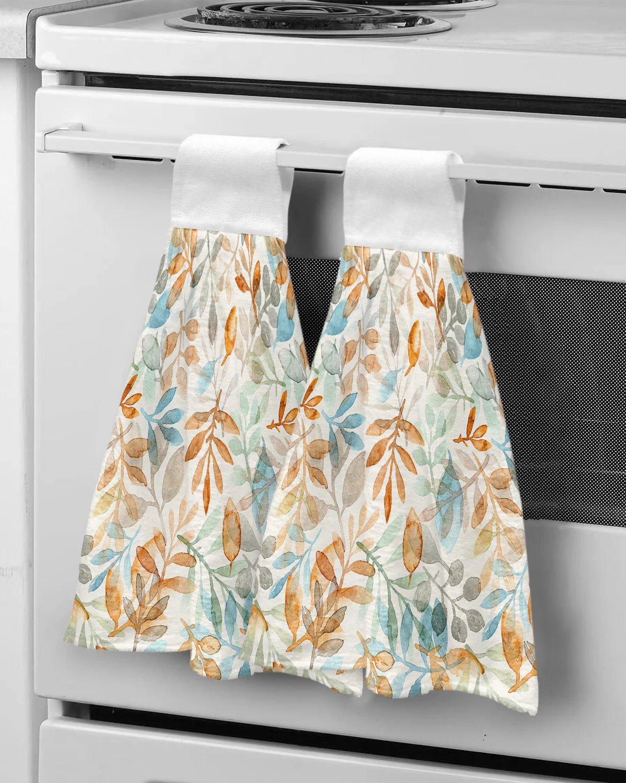 

Autumn Watercolor Hand-Painted Leaves Hand Towel for Bathroom Kitchen Absorbent Hanging Towels Microfiber Soft Kids Handkerchief