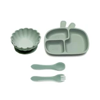 4pcs Baby Dinner PlateInfant Suction Cup Compartment PlateAutonomous Eating Training Bowl and Plate Set 1