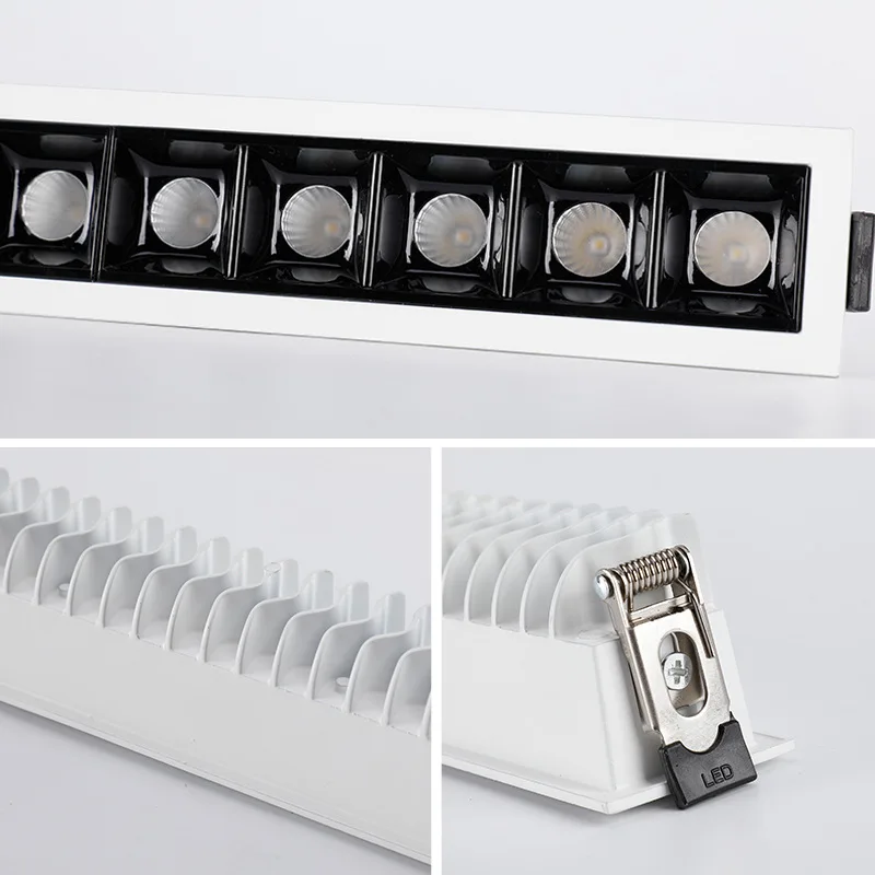 Frameless Indoor Recessed Downlight AC110-240V LED Linear Bar Lamp Aluminum Ceiling Light Long Strip Corridor Bedroom Decor 92Ra