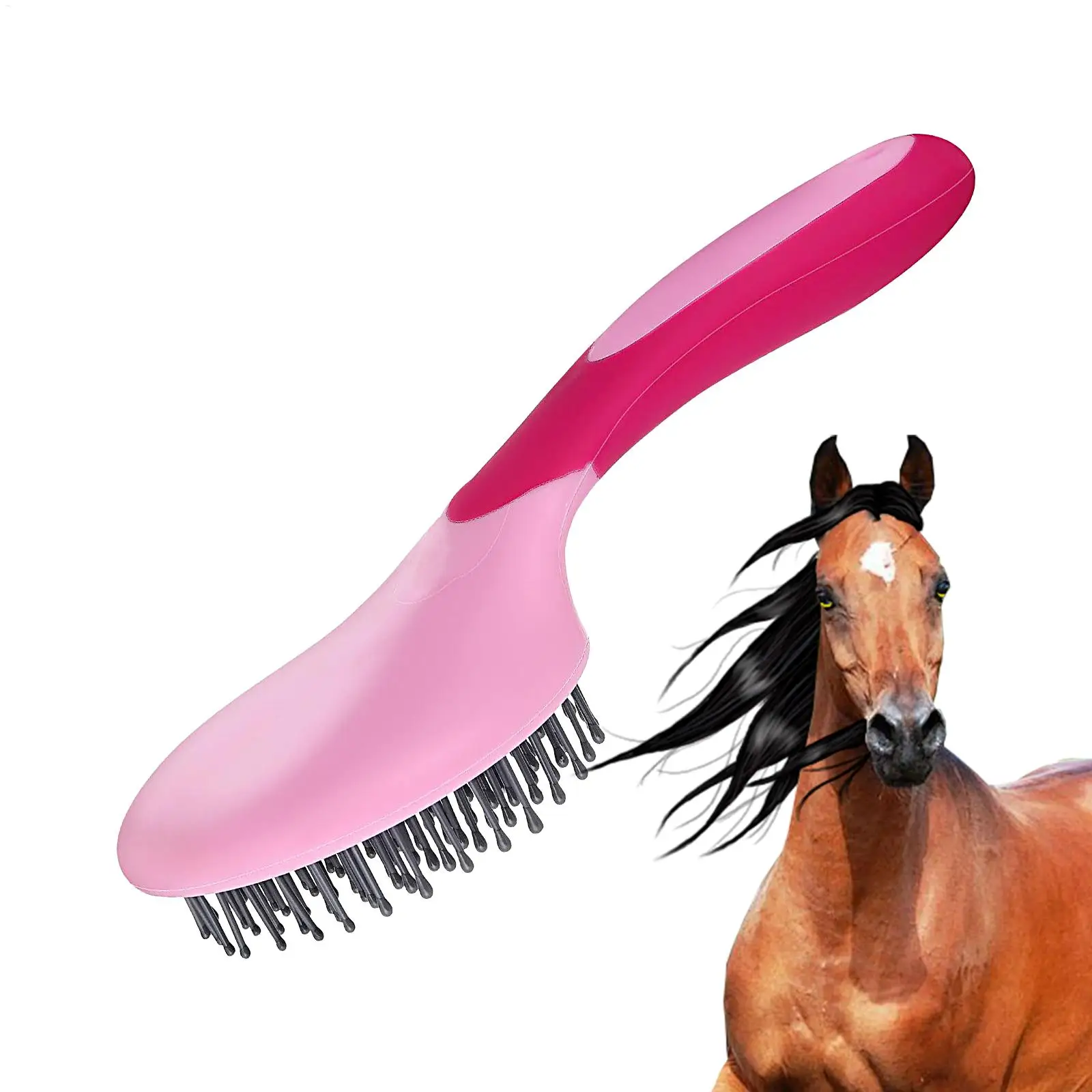 Horse Mane and Tail Brush Professional Humanized Handle Horsetail Comb Horse Grooming Brushes Mane Tail Brush Pet Massage Brush