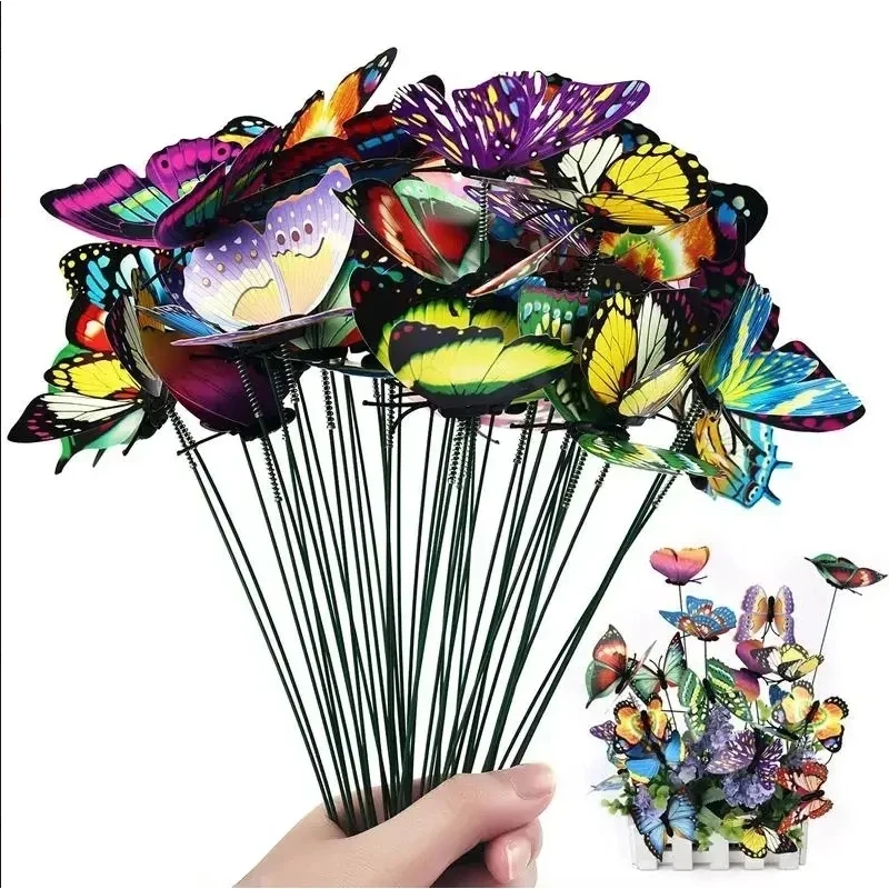 25pcs Vibrant Garden Butterfly Stakes Outdoor Decorations For Yard, Lawn, Colorful Butterfly Ornaments For Patio Beautification