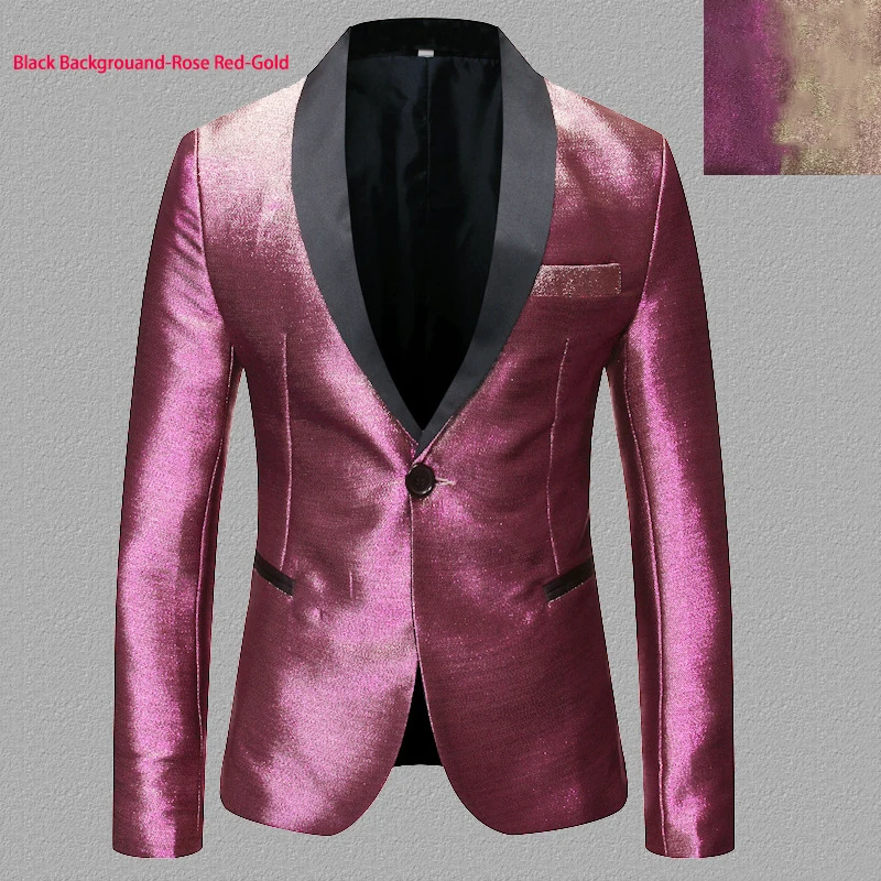 Autumn New Color Change Gold Blazer for Men,Male Singer Casual Performance Jackets,Slim Best Man Dress Shining Stage Dress