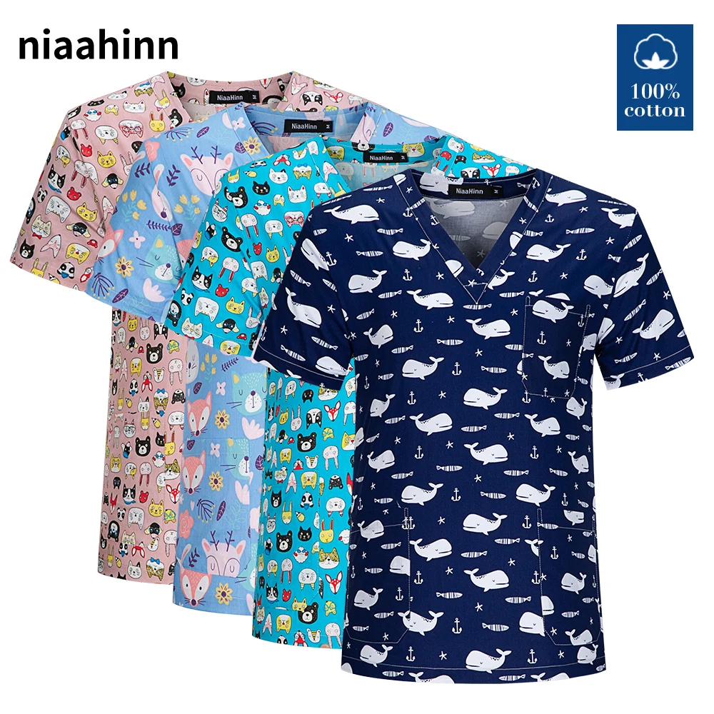 Medical Surgical Uniform Hospital Nurse Scrub Top High Quality Beauty Salon Pharmacy Workwear Dentist Clinic Pet Doctor Uniforms