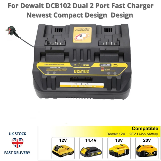 DCB102 Li-ion Battery Charger Rapid 2 Slide Port 4A Charging Current USB 2A  Out DCB200 DCB140 For Dewalt 14.4V 18V Lithium Tool - AliExpress