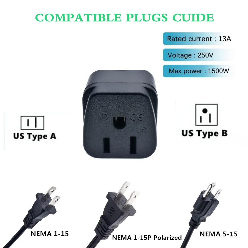 Adaptateur De Prise Us Vers Royaume-uni 13a 250v Type A / Type B