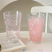 Mignon verre à eau en verre avec motif de chat kawaii, design attrayant, verre transparent pour femmes et adolescentes, cadeau pour un usage quotidien 6
