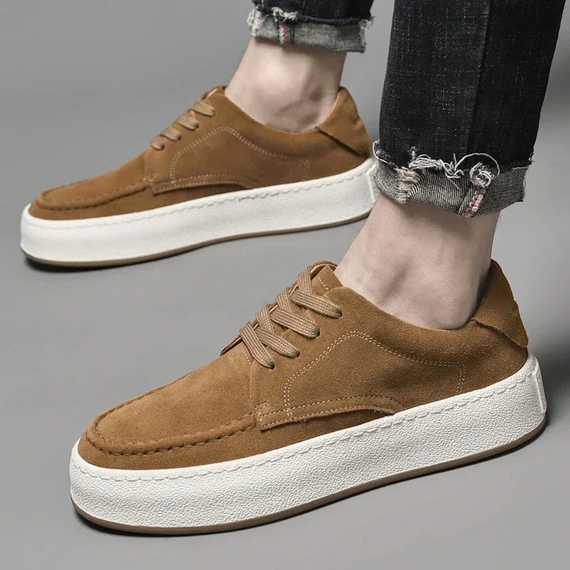

Suede Leather Mens Formal Dress Shoes Hot Sale Lace Up Casual Shoes Luxury Brand Men Derby Footwear British Style Treking Shoes