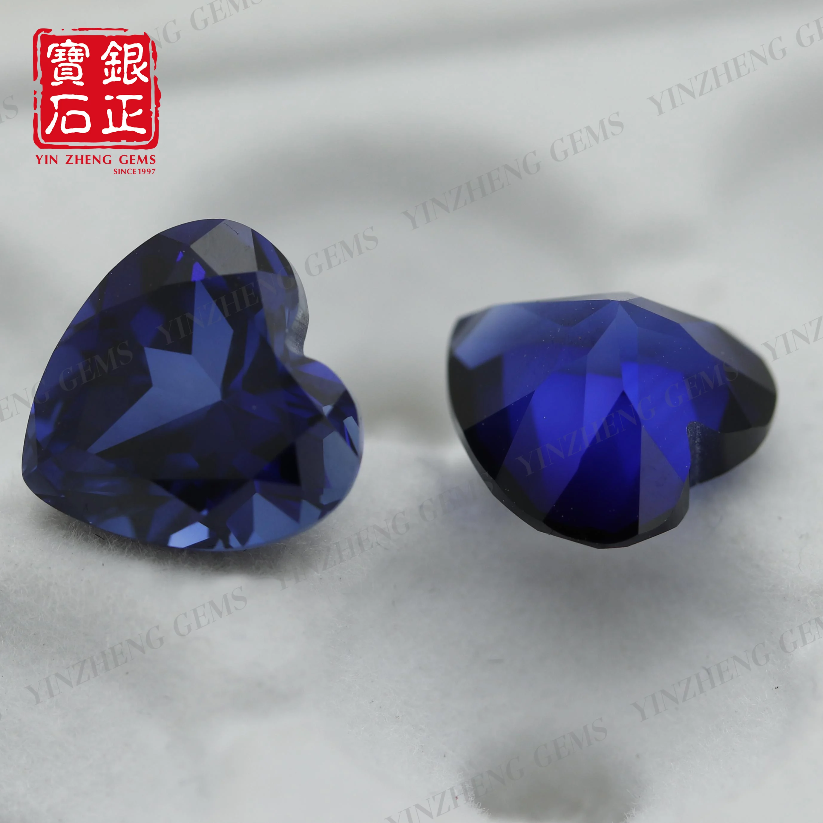YinZheng Flame Melted Royal Blue Sapphire Heart Cut Can Be Provide GRC Or AGL Certifacate For Jewelry Making Cultivate Sapphire