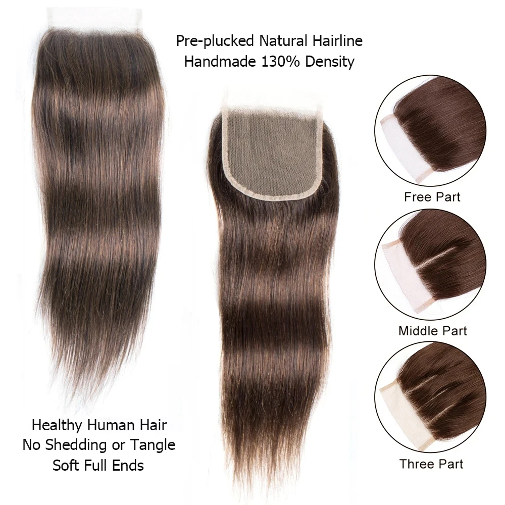Human Hair Closure 4x4 Transparent Lace Closure Straight Remy Human Hair 27 Honey Blonde Dark Brown Black Color 613 Lace Closure