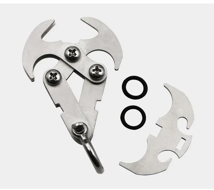 Folding Gravity Grab Hook Outdoor Rock Climbing Rescue Claw Survival Mountaineering Hook Tool Multifunctional Stainless Steel