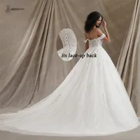 BEPEITHY Customized Sweetheart Glitter Princess Wedding Dresses For Women 2024 Off Shoulder Ivory Bride Sleeveless Bridal Gown 2