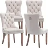 Beige Velvet Dining Chairs Set of 4, Kitchen & Dining Room Chairs Set of 4, Tufted Dining Chairs, Velvet Upholstered 1