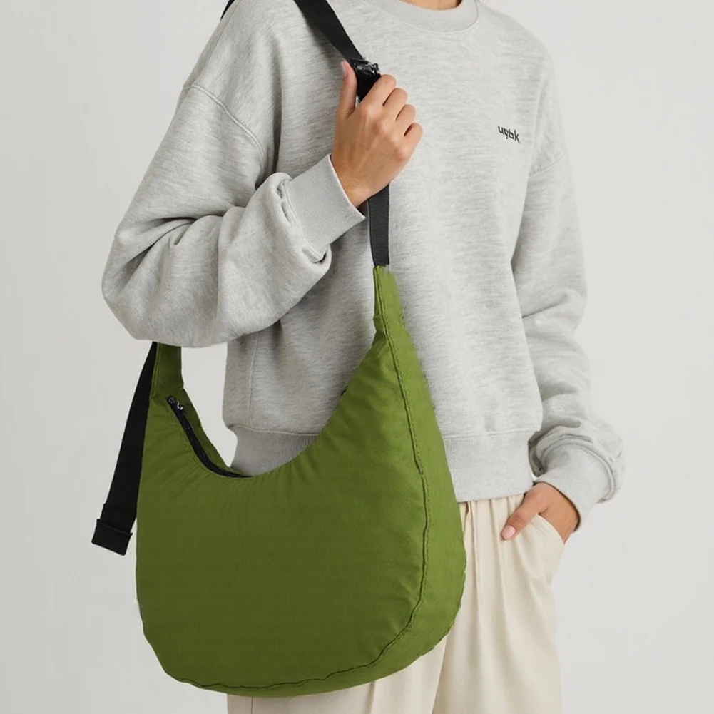 Nylon Crescent Shoulder Bag for Female Girls Trendy Armpit Bag Small Shoulder Handbags with Extended Adjustable Shoulder Strap