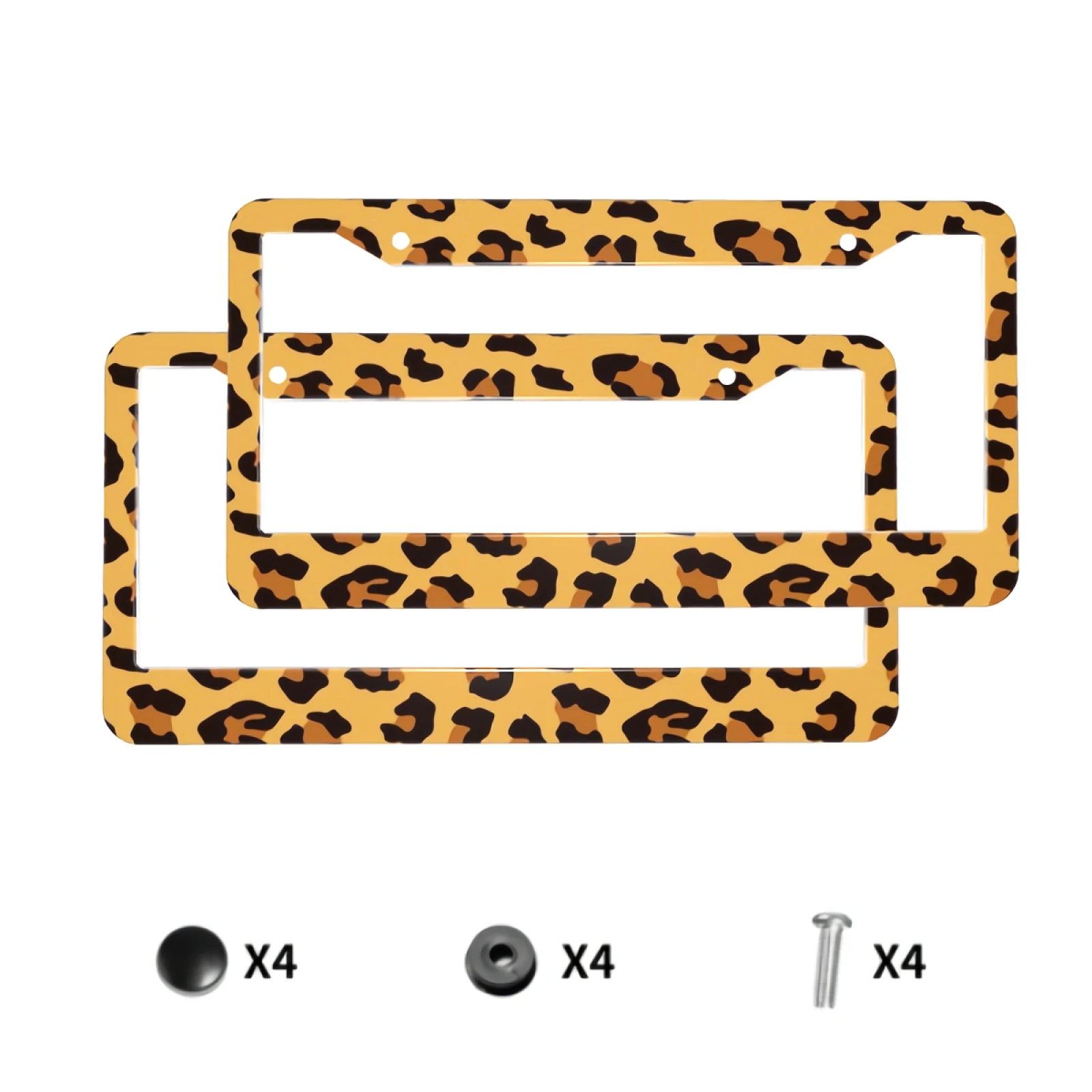 

Leopard Skin Print License Plate Frame - Aluminum License Plate Cover Novelty License Plate Frame
