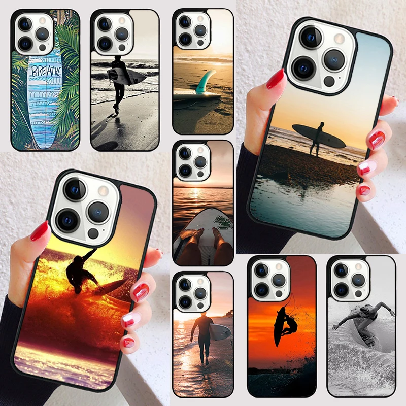 Beach Surf Board Ocean Waves Custodia Per Telefono Per Iphone 15 Se2020 6 7 8 Plus Xr Xs Per Apple 13 11 12 14 Mini Pro Max Cover Coque
